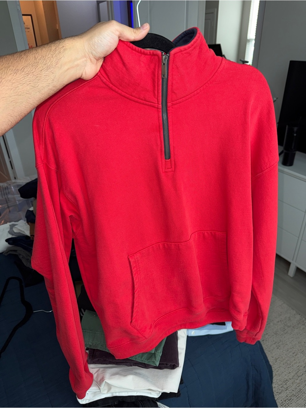Zara Men's Red Half-Zip Pullover Fleece